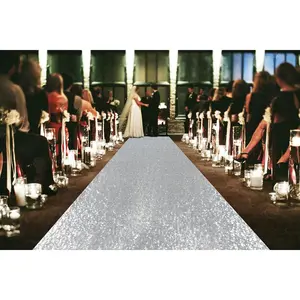 Runner for The Bride Wedding Aisle Runners Adhesive Weights Sequin Aisle Runner -0822S (4F15FT, Silver)