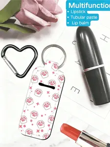 Lipstick storage key chain, with clip, lipstick cover, lipstick bag, portable pocket lipstick tube storage bag, travel accessories, lipstick cover key chain, multi-function accessories