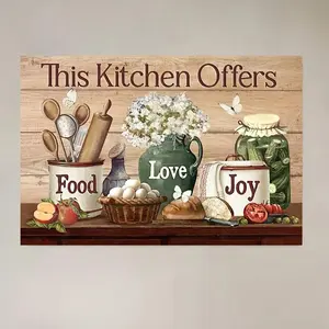 1pc Vintage House White Flower Kitchen Utensils This Kitchen Offers Food Canvas Christian Wall Art Canvas Wall Art Artwork Home Decor For Bedroom Living Room Bathroom Poster Gifts Birthday Graduation Kitchen Decor