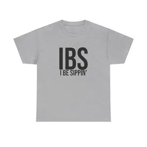 Simba Medium Fitted Cotton Tee with Playful IBS Slogan, Crew Neck and Short Sleeves - Crewneck Underwear Stylish Menswear Classic Soft Man Top