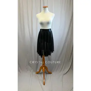 *Brand New* Mid Length Matte Metallic Black Mesh Asymmetrical Skirt