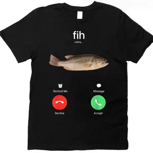 Fih Calling Remind Me Message Decline Accept Phone Call Fish T-shirt