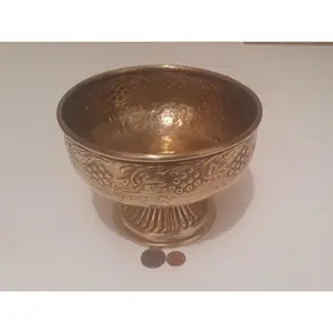 Vintage Brass Candy Bowl, Dish, Container, Planter, 7" x 5 1/2", Grape Vine Design, Home Decor, Table Decor, Shelf Display