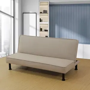 DOMETOUR Futon Couch Bed Convertible Sofa Bed, Comfortable Armless Loveseat Sleeper Sofa for Dorm Apartment Office College Small Space Bedroom RV Living Room, Khaki Flannel Sofa modern couch