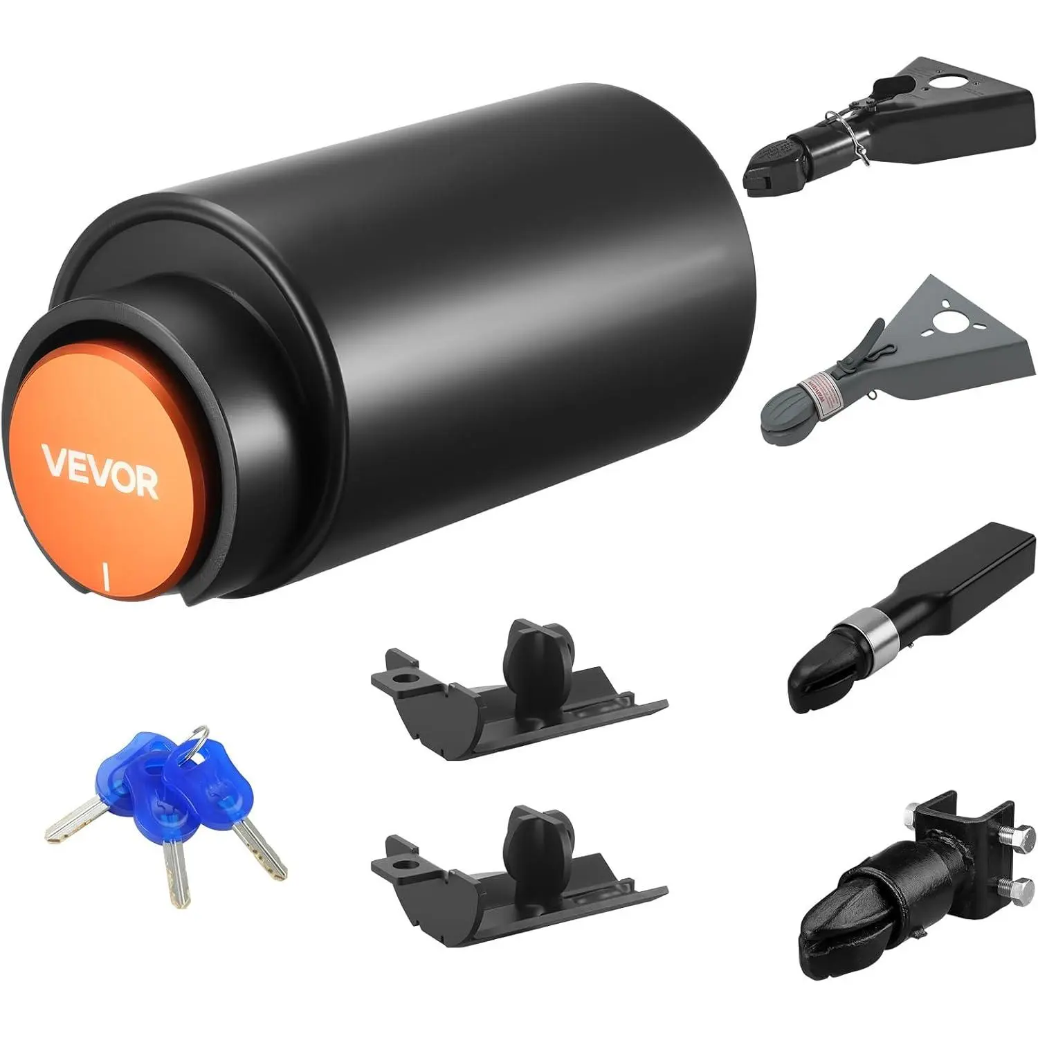 【DealsForYouDays】VEVOR Carbon Steel Key-Operated Trailer Hitch Anti-Theft Device, Vehicle Accessories, Fits 2" & 2-5/16" Couplers, Heavy-Duty, Corrosion-Resist., 3 Keys Included, Secures RVs & Boats, Trailers Hardware