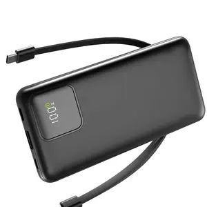 Portable Charger with Built-in Cables, 22.5W Fast Charging, 10000mAh Slim Power Bank for iPhone, Samsung, Google Pixel, LG, Moto, iPad, USB-C & Micro USB Devices