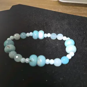 dragon skin agate, botswana, blue crystal anklet