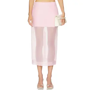 Camila Coelho Romy Midi Skirt in Powder Pink