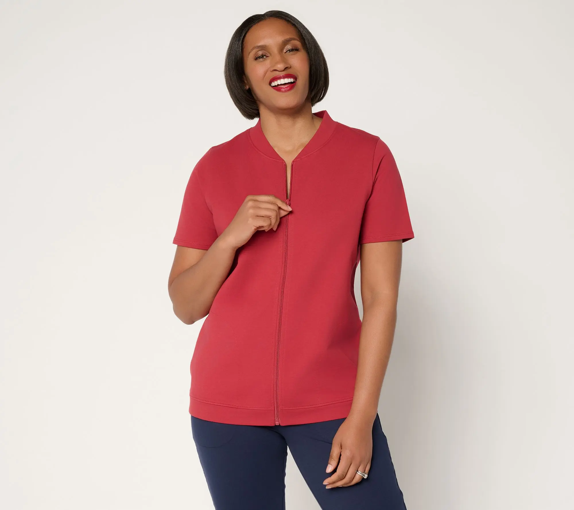 Denim & Co. Active French Terry Short Sleeve Jacket