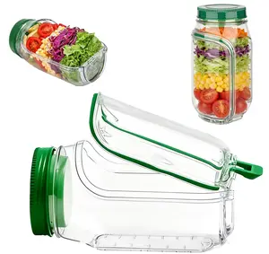 Salad Jar Pod Leakproof Salad Jar Lunch Container with Side Opening for Fresh Salads and Snacks