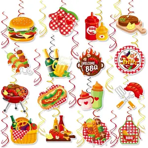 30 count Summer BBQ Picnic Party  Swirls Decor BBQ  Shower Carnival Decorations for  Q Birthday Party Summer Barbecue Picnic Party Holidays Decorations Supplies