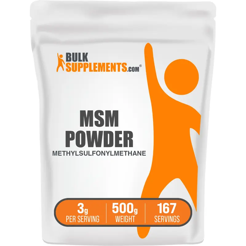 BULKSUPPLEMENTS.COM MSM Methylsulfonylmethane Dietary Powder - 500g, 3g per Serving, Gluten-Free, Sugar-Free, No Artificial Flavors/Preservatives, Adult Wellness Supplement, Supports Joints & Skin