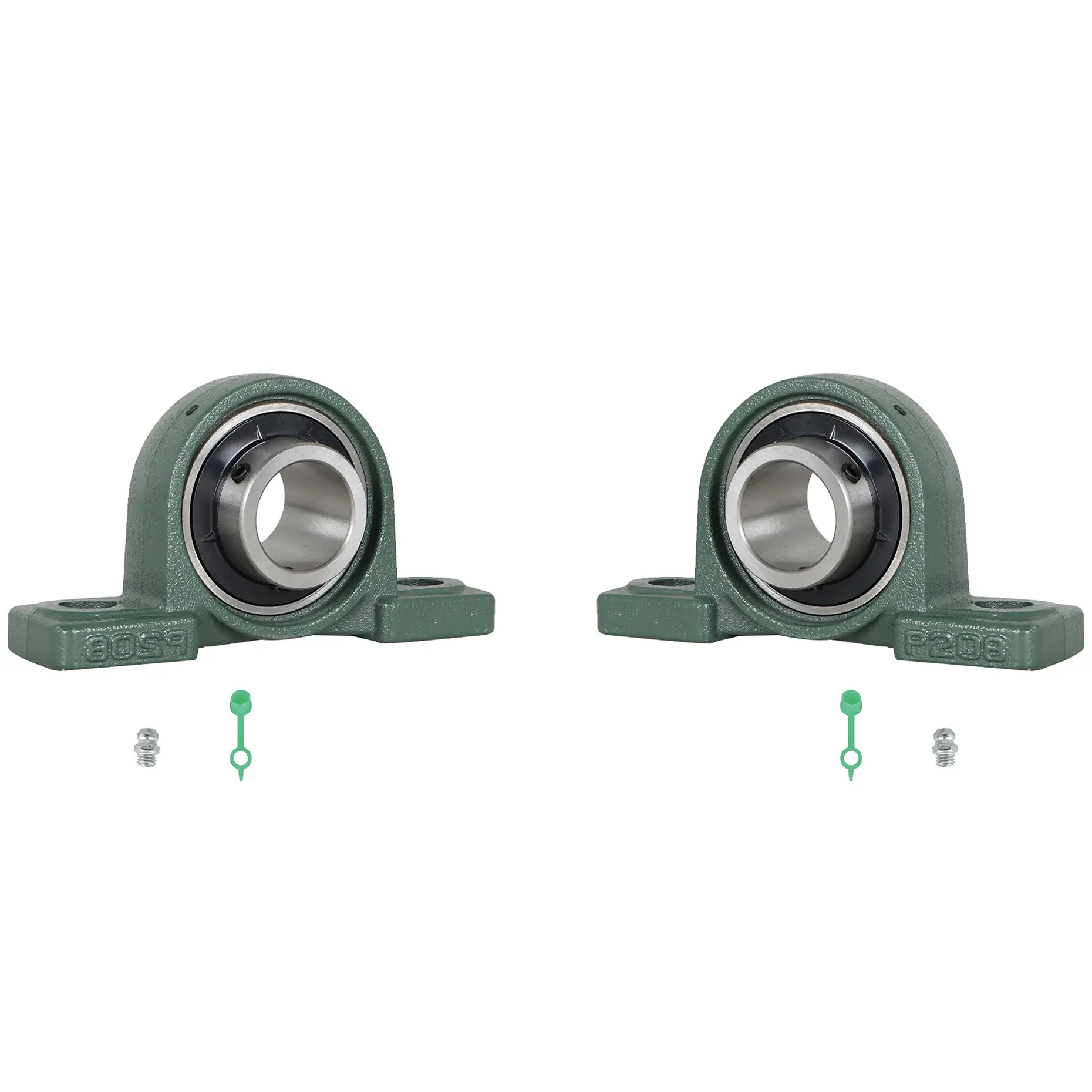 2-Pack Heavy Duty Self-Aligning Metal Pillow Block Bearings with Metal Parts, UCP 208-24 Hardware, 1-1/2 in Bore, 2-Bolt Design