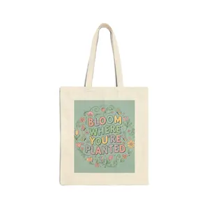 Spring Bloom where you are planted Cotton Canvas Tote Bag