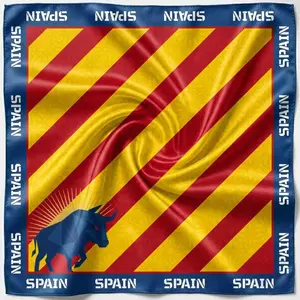 huehue Stadium Siren Collection - Spain Edition Silk Scarf Top & Bandana | 90cm*90cm