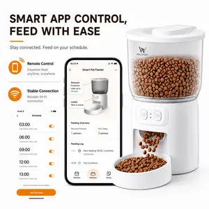 WAITHEM WiFi Smart Automatic Pet Feeder with 5G WiFi, 3L Airtight Seal Auto Feeding Dispenser for Cats/Dogs, APP Control, Dual Power Supply, Desiccant Bag for Fresh Food