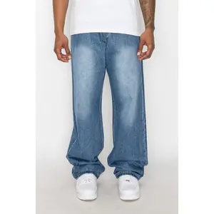 VICTORIOUS Men's Baggy Fit Denim Joggers - Classic Style, Menswear Elastic Jean