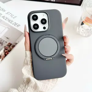 360 Degree Rotatable Phone Case with Camera Lens Protector, Magnetic Suction Dropproof Silicone Phone Protective Cover, Phone Accessories for iPhone 16 Pro 15 14 Plus, Casing