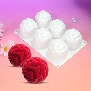 6-Compartment Heart-Shaped Mousse Cake Mold, Silicone Bakeware for Mother's Day, Eid, Wedding Desserts, Ice Cream, Soap, Candle Making