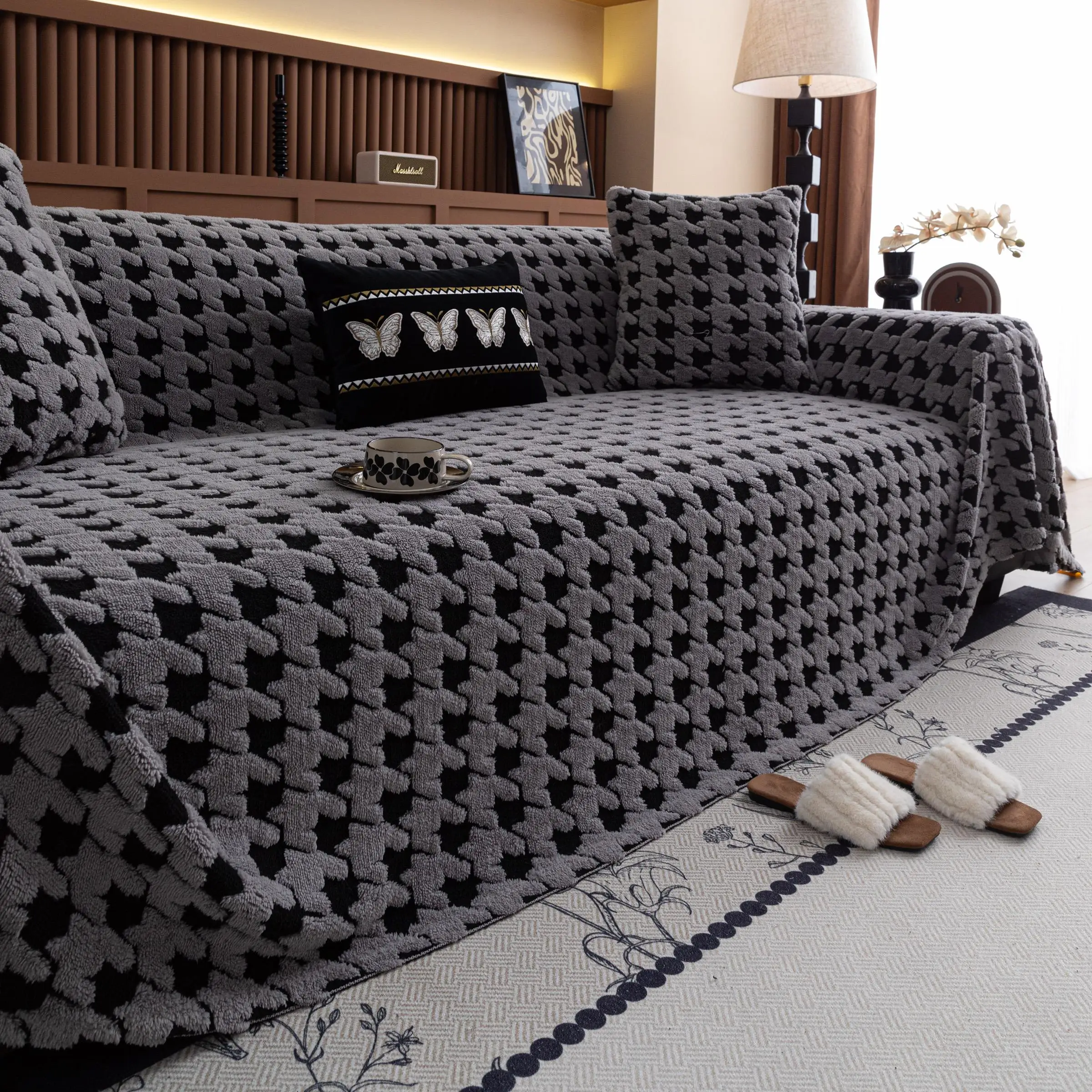 Geometric Pattern Sofa Cover, 1 Count Soft Comfortable Washable Sofa Slipcover, Dustproof Couch Protector, Universal Sofa Protector, Dustproof Sofa Pr