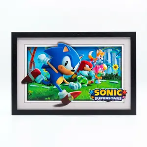 Sonic Superstars Running 11x17 Faux Matted Framed Art Under Plexi Glass