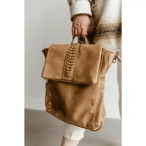 FLAPOVER Toffee Laptop Compartment Backpack - Compact Stylish Daypack, Lightweight Durable, Ideal for Travel, Versatile Functional Use