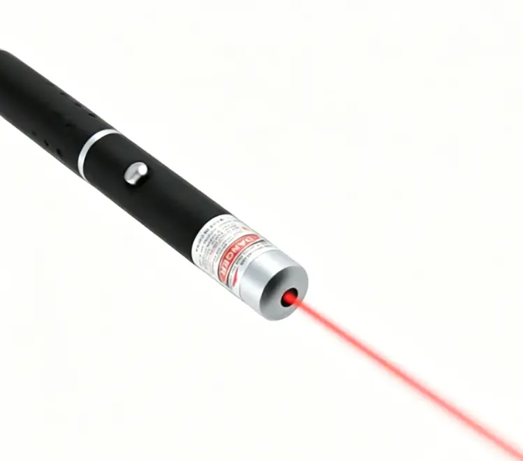 Red Mini Pen-Shape Compact & Versatile Laser Pointer - 15cm Single Beam Device, Light Guide Star Pattern, Push Button, Full Brightness Finger Flashlight for Teaching, College Use, Office Use, Forest Camping