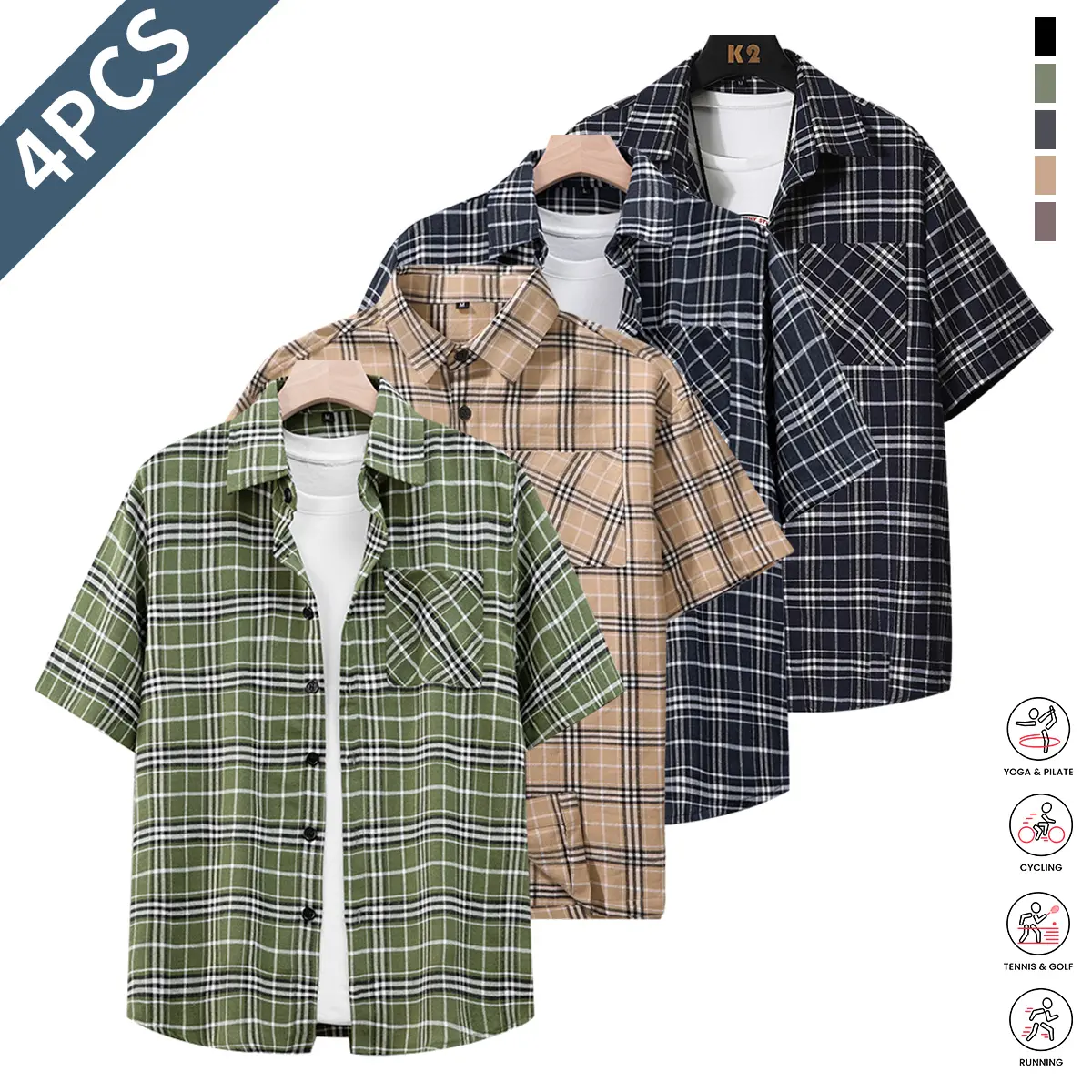 Green + Khaki + Navy Blue + Black