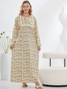 Women's Floral Print Long Sleeve Dresses, Casual Soft Comfortable Loungewear Dresses, Ladies Sleepwear for All Seasons, Floral Print Nightdress, Womenswear