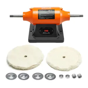 VEVOR 3/4HP Bench Buffer Polisher, 8-inch Bench Polishing Buffing Machine, 3450RPM Single Speed Benchtop Polisher with 2PCS Cloth Wheels & Cast Iron Base for Metal, Jewelry, Wood Polishing
