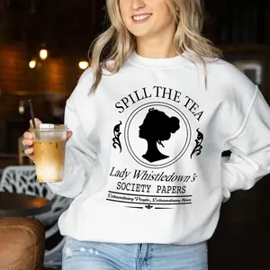 Lady Whistledown Society Papers Sweatshirt, Vintage Style Spill the Tea, Retro Literary Fan Apparel, Unique Bookworm Gift