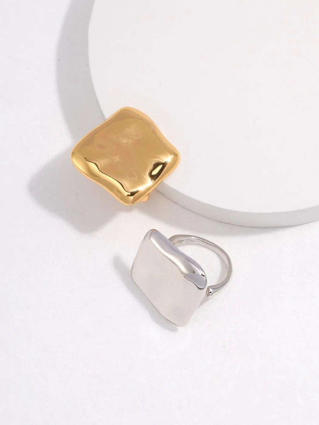 Byzantine Square Sterling Silver Ring 18K Gold Plate