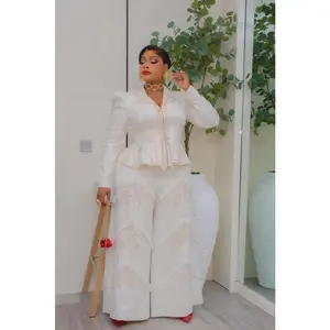 Denim & Diamonds 2-Piece Set, All White Birthday Party Stretch Jeans Outfit Photoshoot Dance Dinner Concert Casual Wear