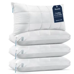 Pillows Queen Size Set of 4 Cooling Adjustable Pillows for Side Sleepers, Luxury Hotel Collection Bed Pillows – Best Adjust Height Soft Firm Pillows for Back, Stomach and Side Sleepers
