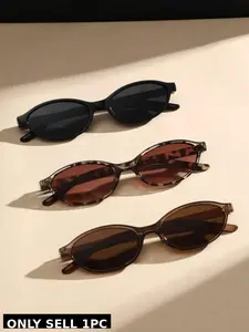Vintage Oval Fashion Sunglasses, Multi-Color Simple Design, Lightweight Comfortable Trendy Sun Glasses for Travel Beach Vacation Bar Party Street Photography