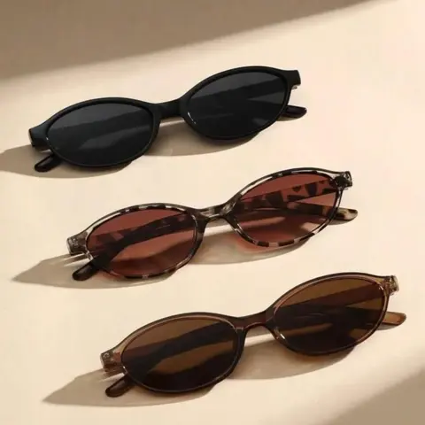 Vintage Oval Fashion Summer Sunglasses, Multi-Color Simple Design, Lightweight Comfortable Trendy Sun Glasses for Travel Beach Vacation Bar Party Street Photography