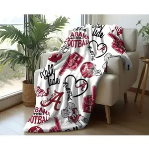 Alabama Blanket, Crimson Tide Velveteen Plush Blanket, Bama Fan Gift!
