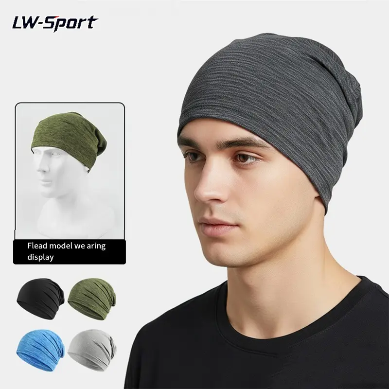 2Pcs Slouchy Beanie Skull Cap Helmet Liner for Men Women, Quick Dry Soft Breathable Moisture Wicking Lightweight Stretchy Hat for Cycling Running Hiking Camping Motorcycle Outdoor Sports Daily Wear