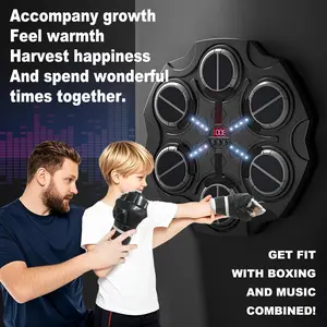 Music boxing machine sports toy, intelligent Bluetooth wall-mounted children's boxing training equipment, training mat toy with boxing gloves, suitable for boys, girls, and children (3-16 years old)