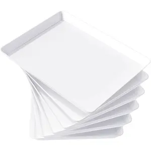Serving Tray for Party Supplies,  Serving Platter for Catering, Snack, Fruit, Charcuterie, Appetizer, Plastic  Trays, Hosting Essentials, , 6 count, (16" x 12")
