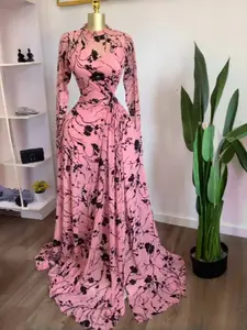 PULKRITU Elegant Women's Long Sleeve O-Neck A-Line Big Swing Maxi Dress, Spring Valentine's Day Party Gown, Lady Maxi Dress Birthday Vacation Trendy Dresses Vestidos