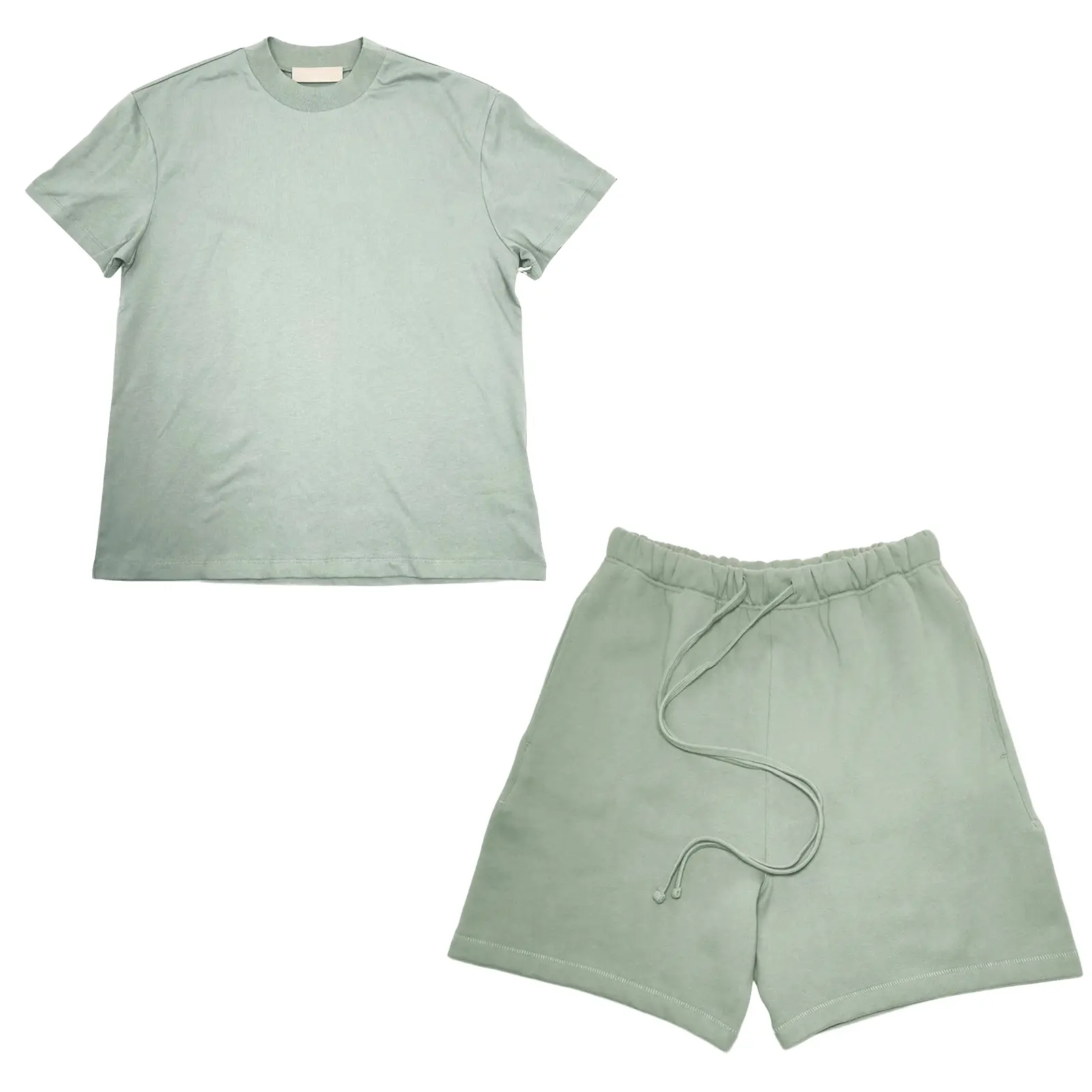 Unisex Sycamore Cotton T-Shirt & Shorts, Breathable Casual Sports Wear, Oversized Tee, Relaxed Fit Drawstring Sweat Shorts, Summer Outfit Loungewear 2-Piece Set