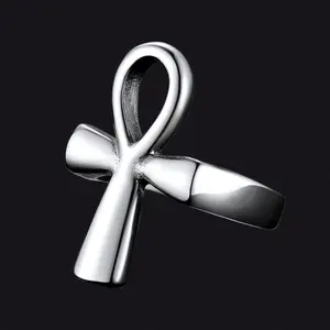 FaithHeart Egyptian Ankh Cross For Men Ring Stainless Steel