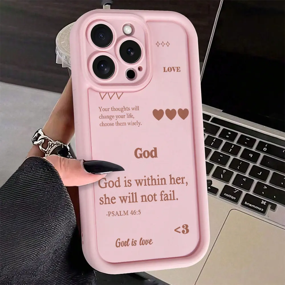A minimalist TPU shockproof phone case printed with the religious slogan "God loves you" |   Compatible with iPhone 17/16/15/14/13/12/11 Plus/Pro Max, S21/S22/S23/S24/S25/S26.