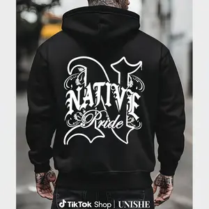 Cozy Native Pride Graphic Hoodie for Men – Front Pocket Pullover for Fall and Winter Comfort