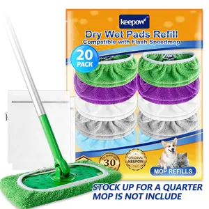 KEEPOW Reusable Microfiber Pads for All 10 Inches Flat Mop with washing bag (mop is not include)