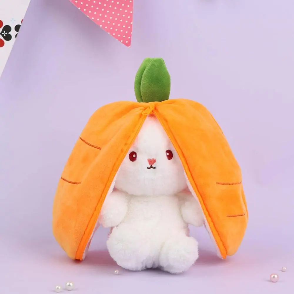 Cute Transformed Rabbit Strawberry for Boys & Girls, 1 Count Cute Carrot Rabbit Plush Toy, Birthday Gift for Girls, Holiday Decoration Sleeping Pillow