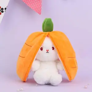 Cute Transformed Rabbit Strawberry for Boys & Girls, 1 Count Cute Carrot Rabbit Plush Toy, Birthday Gift for Girls, Holiday Decoration Sleeping Pillow, Stuffed Animal, Cute Girly Gifts, Soft Cuddly Gift