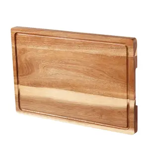 18x12 Inches Acacia Wood Cutting Board, 1 Inch Thick Wooden Chopping Board with Deep Juice Grooves, Built-In Handles, Butcher Block Cutting Board for Meat, Fruit, Vegetables