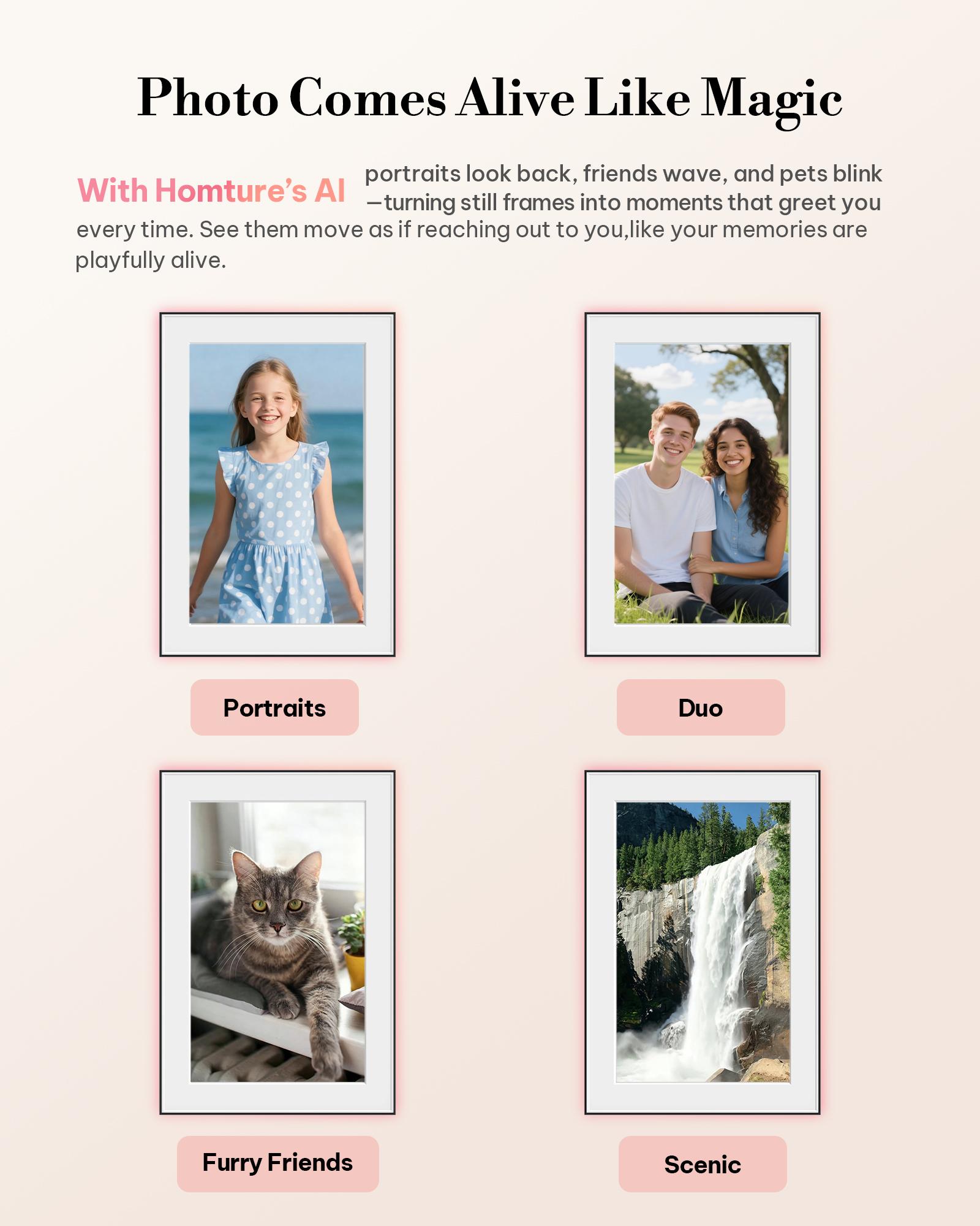 Homture Magic Frame - 10.1″ 1080P World's First AI Magic Digital Frame for Old Photo Restoration Unlimited Storage Instant Sharing Decor Full HD 1080P